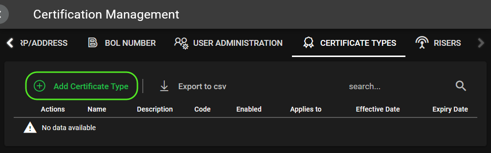 Certification Types - Wheelhouse Docs